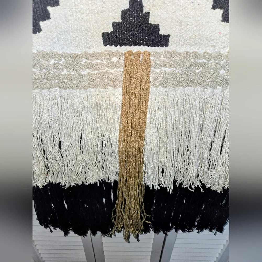 Woven Geometric Black and Cream Wall Hanging Decor